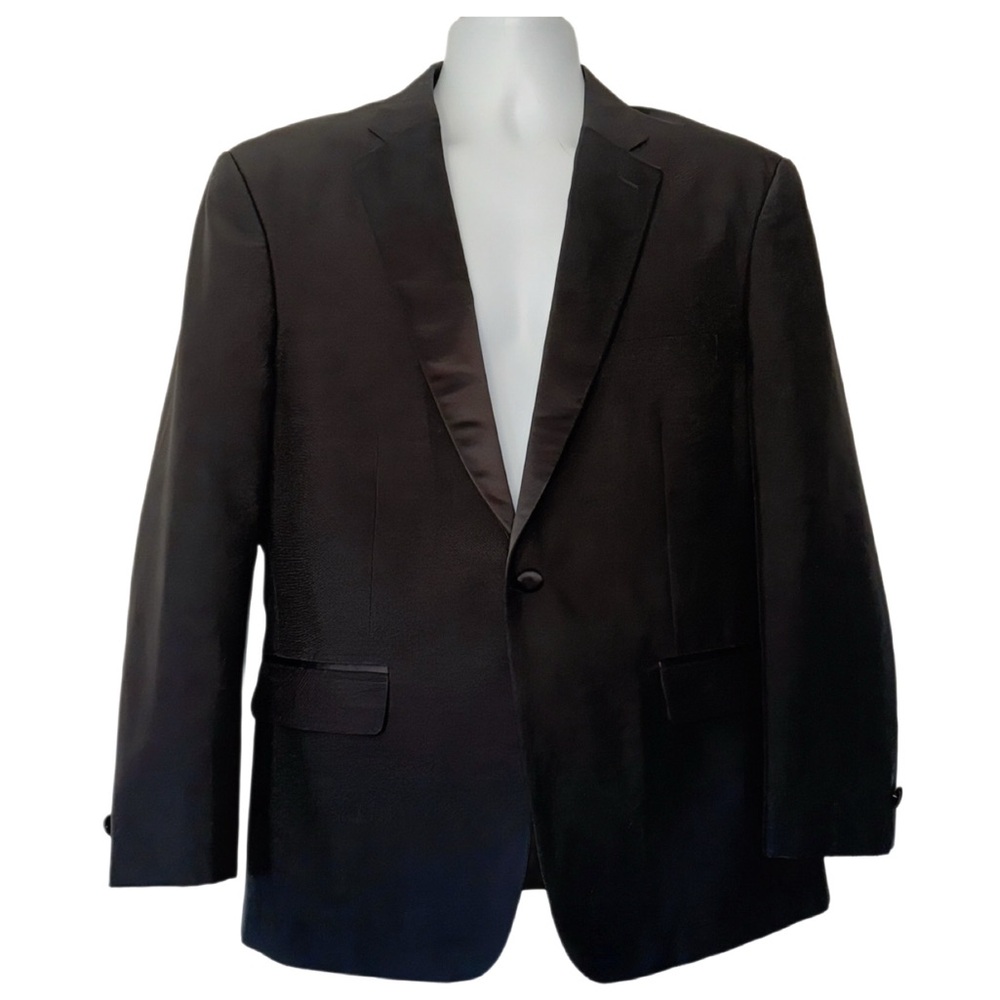 Neil Allyn Black Tuxedo Blazer 40S Satin Lapel Formal Jacket Wedding Prom